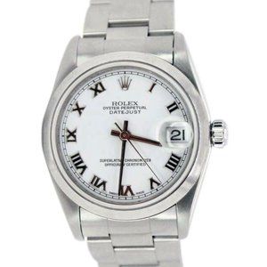 ROLEX DATEJUST LADIES WHITE ROMAN DIAL STAINLESS STEEL SMOOTH OYSTER WATCH 78240